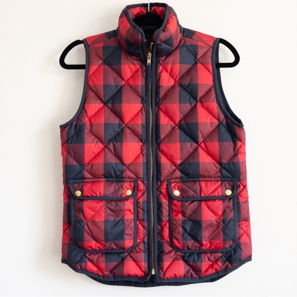 J. Crew Buffalo Plaid Down Excursion Vest - Picture 1 of 13